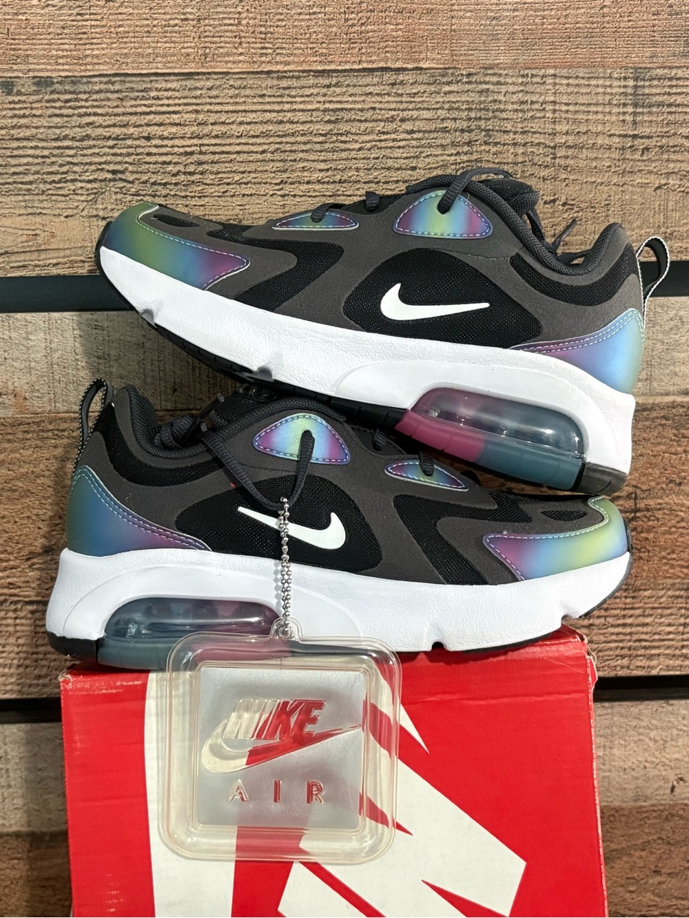 Nike Kids Black Sneakers with Iridescent Accents youth size 4